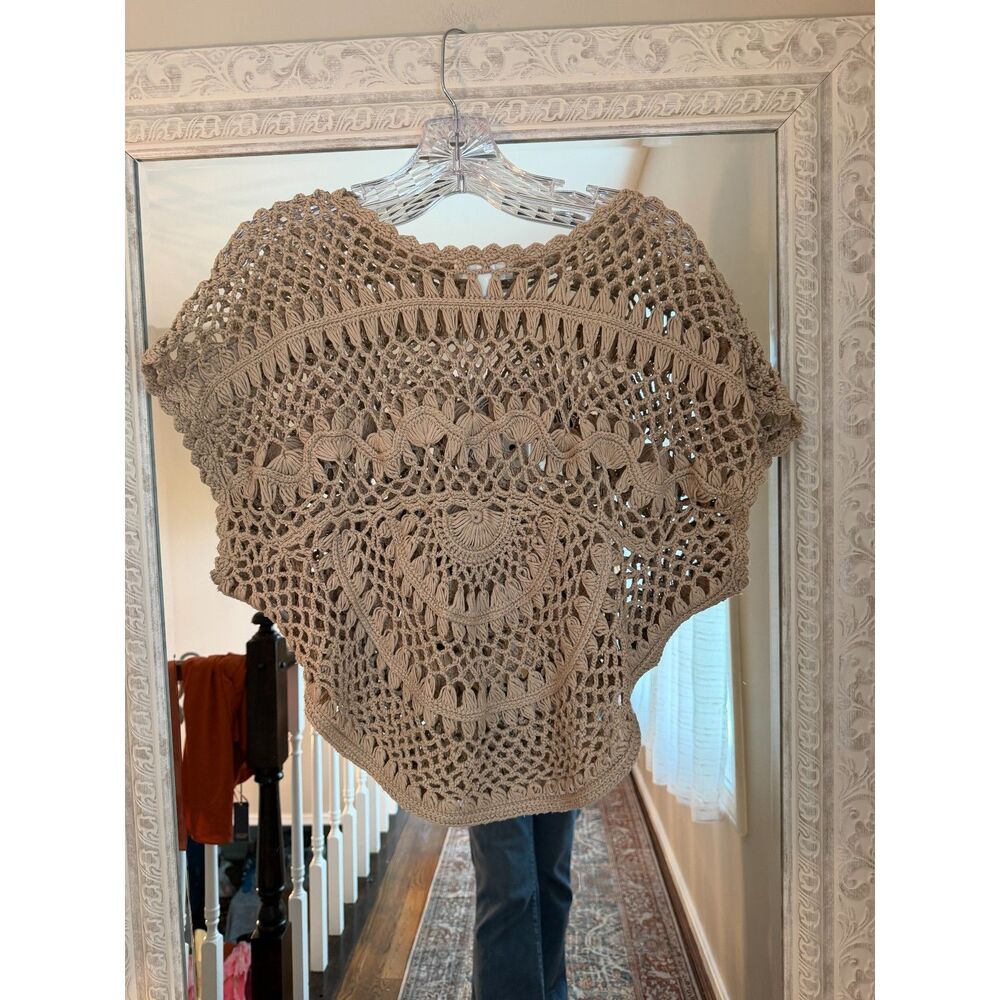 Crochet Macrame Boho Top Vest Festival Beach Coverup S